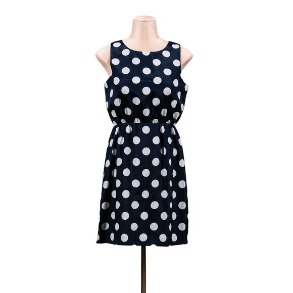 J. Crew Dresses & Skirts - J. Crew Printed Shift Sun Dress Navy Blue White Dot Sleeveless Mini Dress sz 2